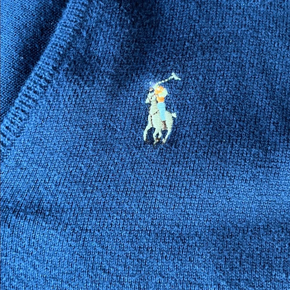 Ralph Lauren Sport Navy V-neck Cotton Sweater Sz PS